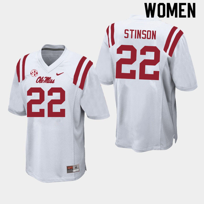 Women #22 Jarell Stinson Ole Miss Rebels College Football Jerseys Sale-White - Click Image to Close